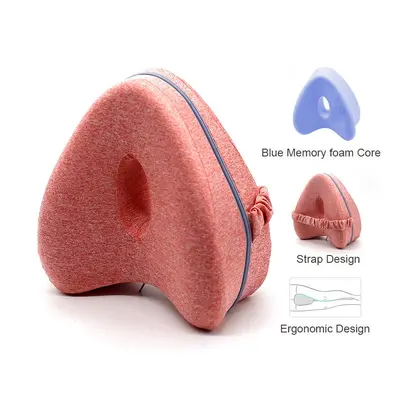 (Red) Orthopedic knee pillow for Hip Pain Sciatica Memory Cushion Sleeping Support