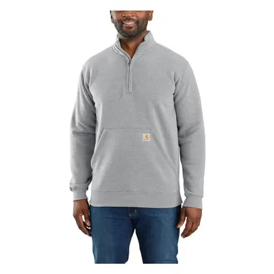 Carhartt Mens Loose Fit Midweight QuarterZip MockNeck Sweatshirt Heather Grey Large