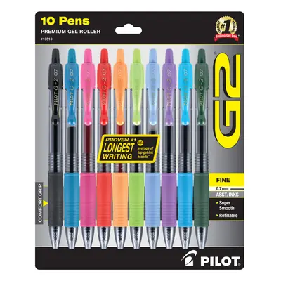 PILOT G2 Premium Retractable Gel-Ink Rolling Ball Pens Fine Point (0.7 mm) Assorted 10/Pk (13513