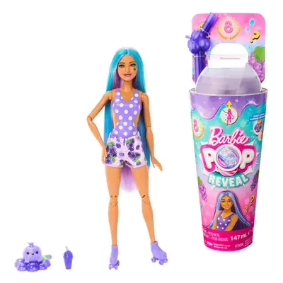 Pop Reveal Fruit Series Doll, Grape Fizz Theme with Surprises Including Pet & Accessories, Slime