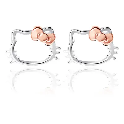 Sanrio Hello Kitty Womens Stud Earrings - Sterling Silver Hello Kitty