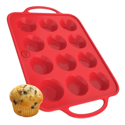 BAKE BOSS Silicone Mini Muffin Pan With Handles Cups Mini Cupcake Pan Silicone Muffin Cups For B