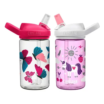 Camelbak Eddy+ Kids Butterfly + Unicorn 14oz/400ml spill proof bottles twin pack