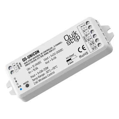 QUIK STRIP UNIVERSAL RF CONTROLLER - CHANNEL: SINGLE COLOUR, CCT, RGB, RGBW, RGB+CCT