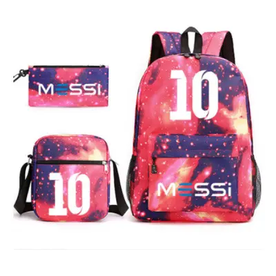 (6) 3pcs Football Messi Backpack 3D Printe Teens Shoulder Bags