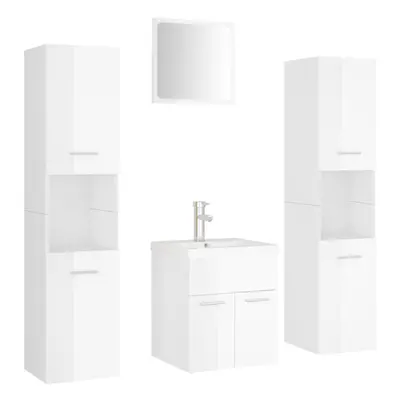 (high gloss white) vidaXL Bathroom Furniture Set Chipboard Wall Mirror Multi Sizes Multi Colors