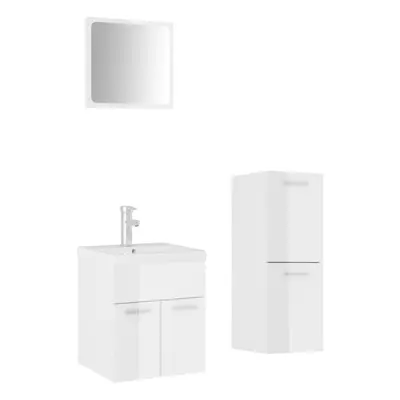 (high gloss white) vidaXL Bathroom Furniture Set Chipboard Wall Mirror Multi Sizes Multi Colors