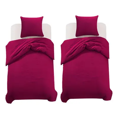 vidaXL Duvet Cover Set Burgundy 155x220/80x80cm Quilt Cover Bedding Tick Set