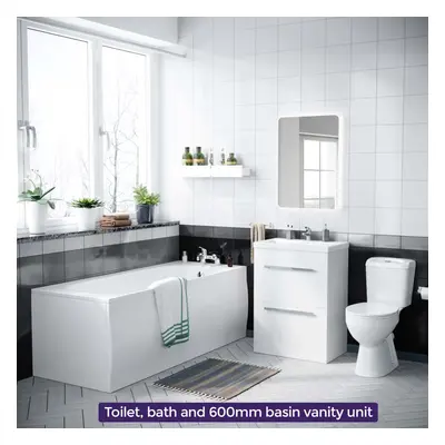 Nes Home 1700mm Bath, Close Coupled Toilet & Drawer Vanity Basin Cabinet