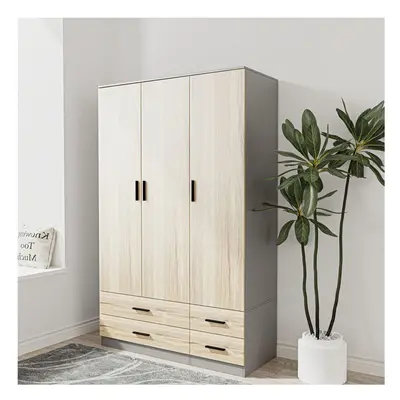 (Grey & Oak) Door Drawer Wardrobe Storage Shelf Hanging Bedroom Modern Furniture