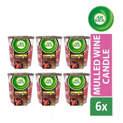 6 x Airwick Candle Air Freshener Candle With Essential Oils Mulled Wine 105g