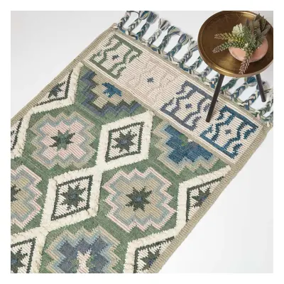 Matala Green & Blue Kilim Wool Rug