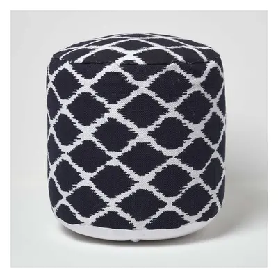 (45 x cm) Ikat Design Blue and Natural Colour Bean Filled Pouffe and Footstool