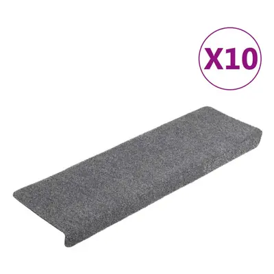 vidaXL Stair Mats Carpet Rug Stair Protector pcs Light Grey Needle Punch