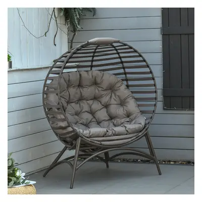 Outsunny Egg Chair w/ Cushion Steel Frame and Side Pocket, Brown