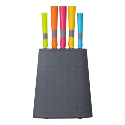 5Pc Knife Set With Storage Block, Multi-coloured