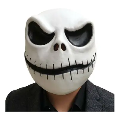 (Close Mouth, One Size) Halloween Jack Skellington Full Mask Games Latex Scary Adult Costume Par