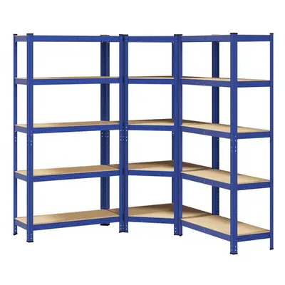 vidaXL Piece 5-Layer Shelves Set Blue Steel&Engineered Wood garage shelving