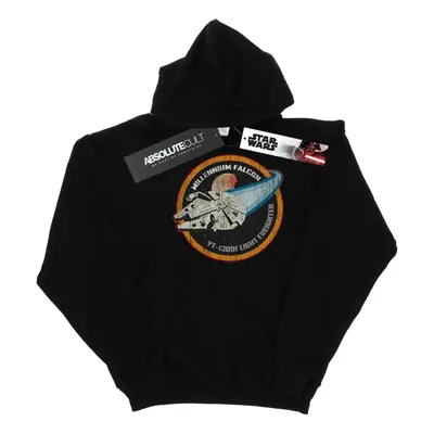 (9-11 Years, Black) Star Wars Boys Millennium Falcon Badge Hoodie