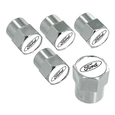 Ford Logo Valve Cap Covers (White)