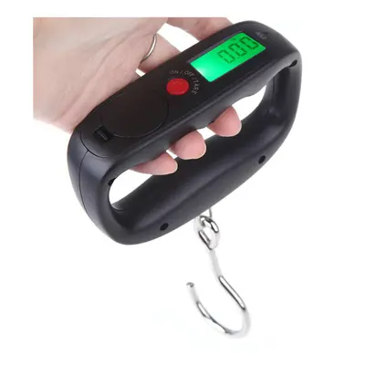 (Black) Digital Portable Electronic Luggage Weight Hook Hanging Scale LCD Display 50kg /10g