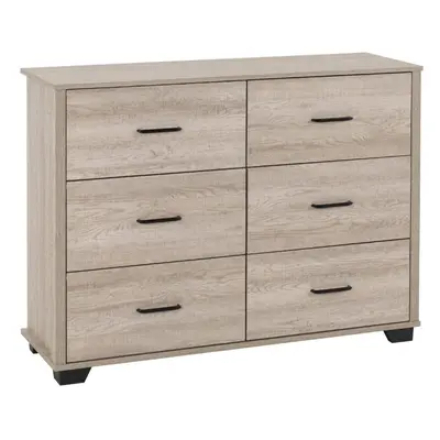 (6 Drawer Chest) Oliver Bedroom Furniture Range in Light Oak Effect