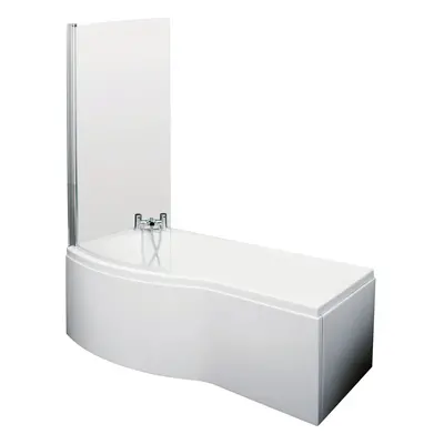 Left Hand Shower Bath Bundle - Includes Tub, Curved 6mm Safety Glass Screen and Front Panel - 15