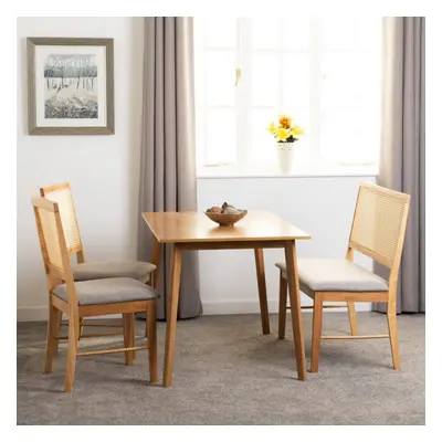 Austin & Ellis Dining Table Bench Chairs in Oak Effect Grey Fabric