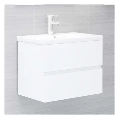 vidaXL Sink Cabinet with Built-in Basin White Chipboard Bathroom Vanity Unit