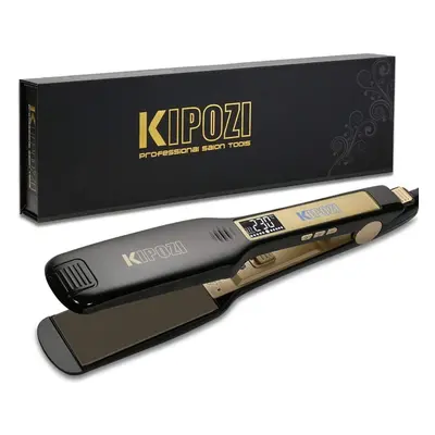 KIPOZI Pro Hair Straightener Flat Iron World Voltage LCD Display Extra Wide Plat