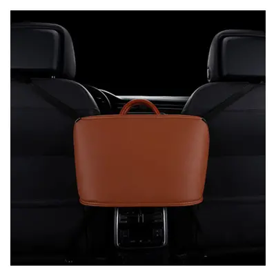 (Brown) Leather Car Seat Storage Receive Bag 41*27cm