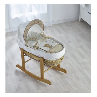 Tiny Ted Cream Palm Moses Basket with Rocking Stand Deluxe Natural