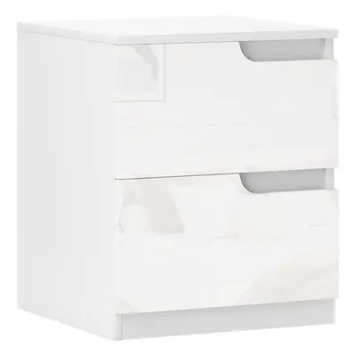 HOMCOM Modern Bedside Table with Drawers for Bedroom, Living Room, White