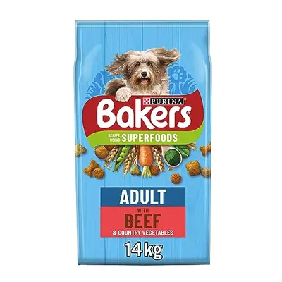 Bakers Adult Dry Dog Food Beef and Veg kg, Packaging May Vary