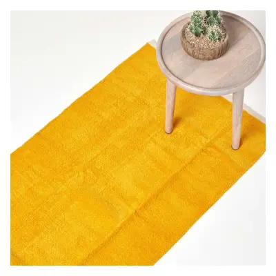 (66 x cm, Mustard) Chenille Plain Cotton Rug