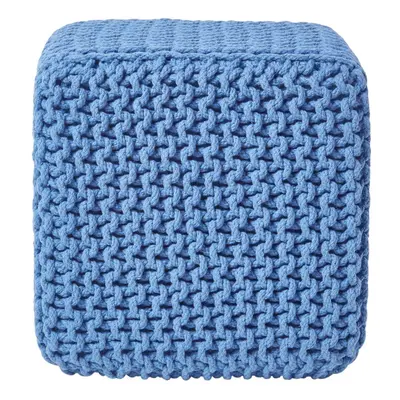 (Blue) Knitted Cotton Cube Footstool x x cm