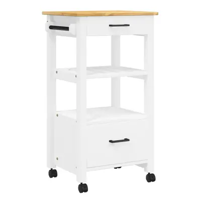 (white) vidaXL Kitchen Trolley Rolling Cart Storage Cart Trolley MONZA Solid Wood Pine