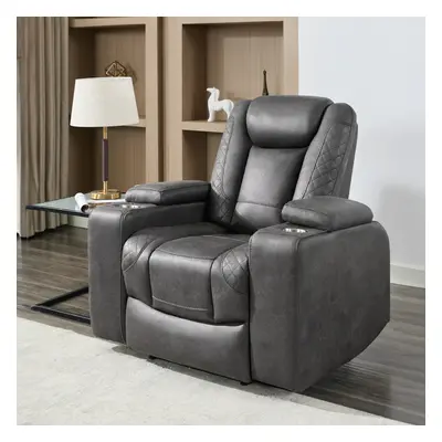 (Grey) ASHTON SEATER FABRIC AUTO RECLINER CHAIR