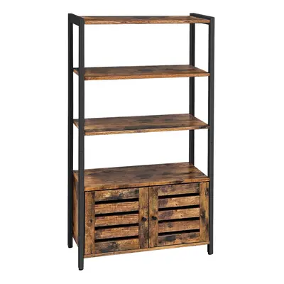 VASAGLE Bookcase, Floor-Standing Storage Cabinet and Cupboard with Louvred Doors and Shelves, Bo