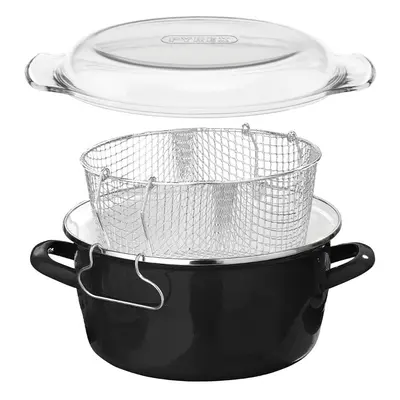 (Black) Deep Fryer with Pyrex Lid, Assorted Colours