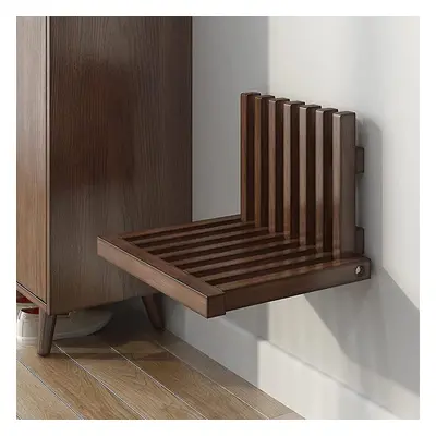 (Walnut Color) Lugshiree Shower Seat Benchwall-mounted Folding Stool Chairshower Stool For Insid