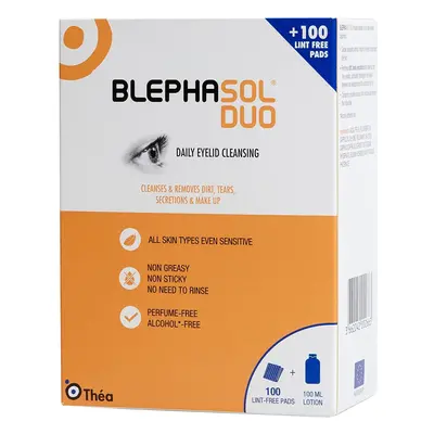 Blephasol Duo: 100ml x Blephasol & cotton pads: Treatment of Blepharitis