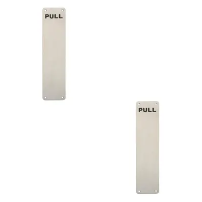 2x Pull Engraved Door Finger Plate x 75mm Satin Stainless Steel Push Plate