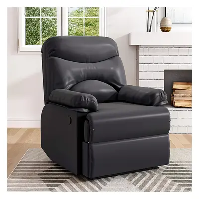 (Black) Manual Faux Leather Recliner Armchair