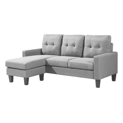 Corner Sofa Fabric Sectional Sofa with Ottoman L-shaped Light Grey Sofa Couch Reversible 3-Seate