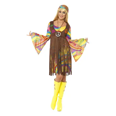 Smiffy's Women's 1960's Groovy Lady Costume Dress Printed Waistcoat