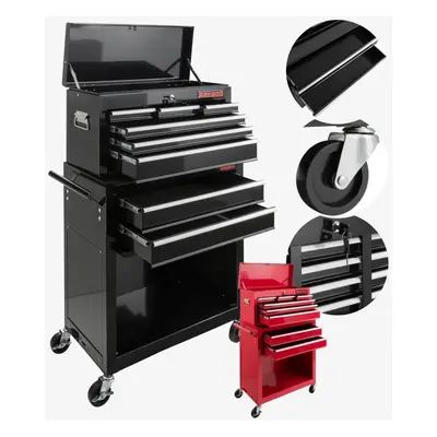 AREBOS 9-Drawer Combo Tool Cabinet Garage Tool Chest with Wheels Workshop Tool Storage Lockable 