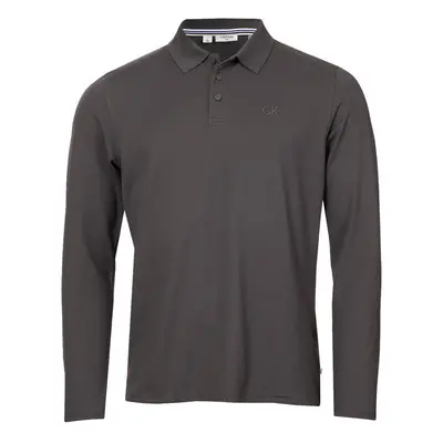 (XXXL, Charcoal) Calvin Klein Mens Long Sleeve Stretch Campus Golf Polo Shirt