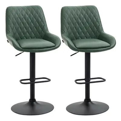 HOMCOM Bar Stools Set of 2, Adjustable Bar Chairs Swivel for Kitchen Green