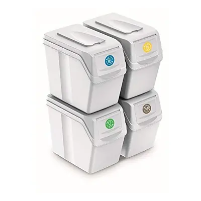 Prosperplast Set of Cubes L Prosper SORTIBOX Plastic White Recycling Containers, Multicoloured, 